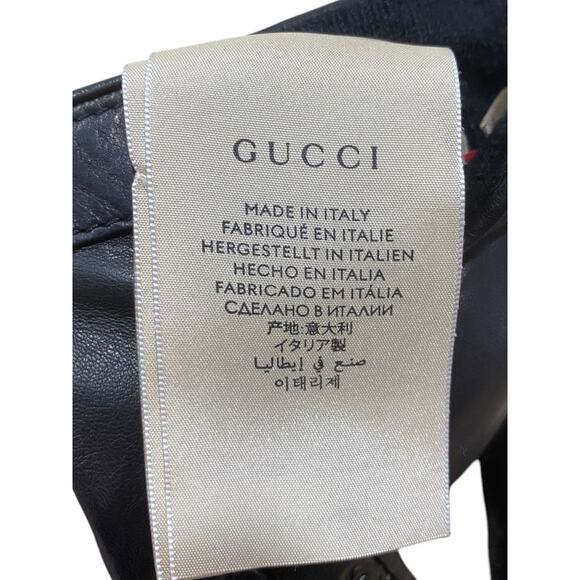 Gucci Unisex Leather GG Monogram Black Gloves L 10 1/2 - Picture 5 of 5